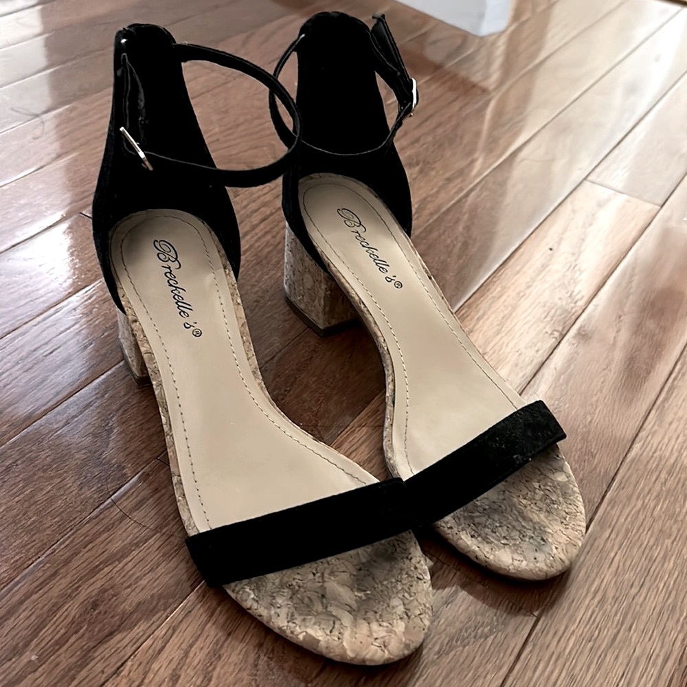 Black Strappy Low Heel Sandals